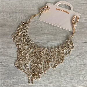 Elegant Gold Crystal/Rhinestones Bag Charm Accessory; NWT